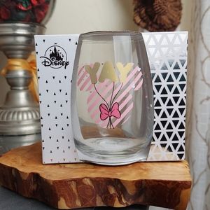 NWT Disney Stemless Wine Glass, YAY Pink Mini Mouse
